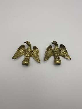 Two Vintage American Bald Eagle Solid Brass Lamp Toppers Finneals